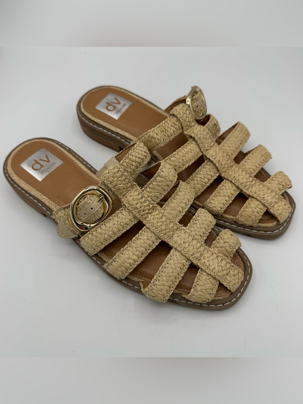 Dolce Vita Fyona fisherman Women's Tan Strappy Mules size 8 summer coastal‎